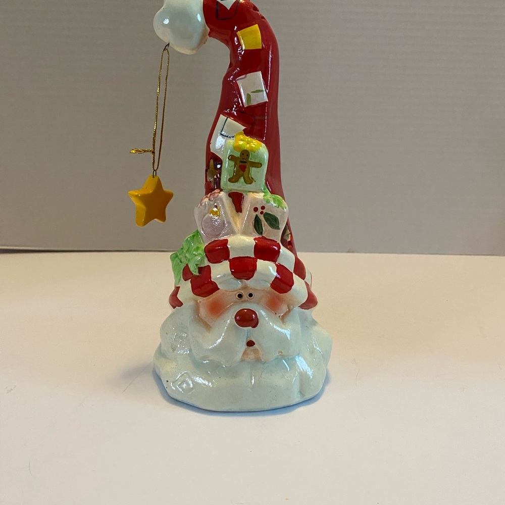 Santa Claus Tealight  Christmas Candle Holder With Tall Hat & Stars  Ceramic